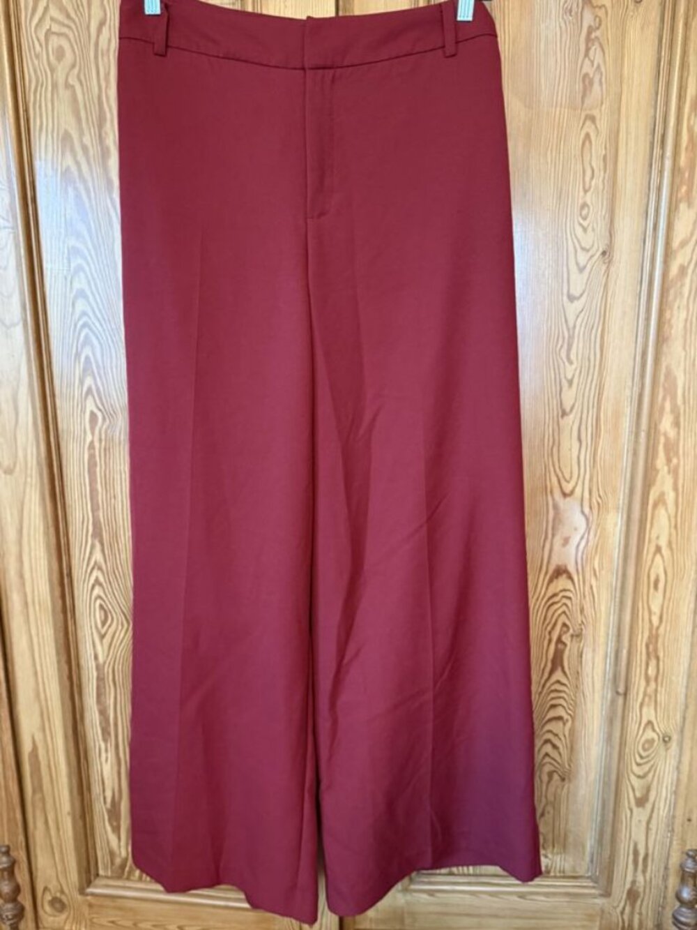 Eloquii Fluid Crepe Burgundy Wide-Leg Trousers Size 22